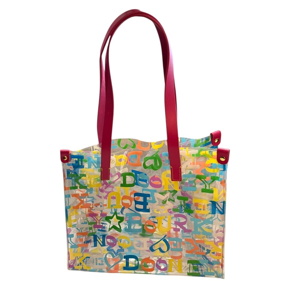 Dooney & Bourke Multicolor Scribble Pink Leather Shopper Tote Purse